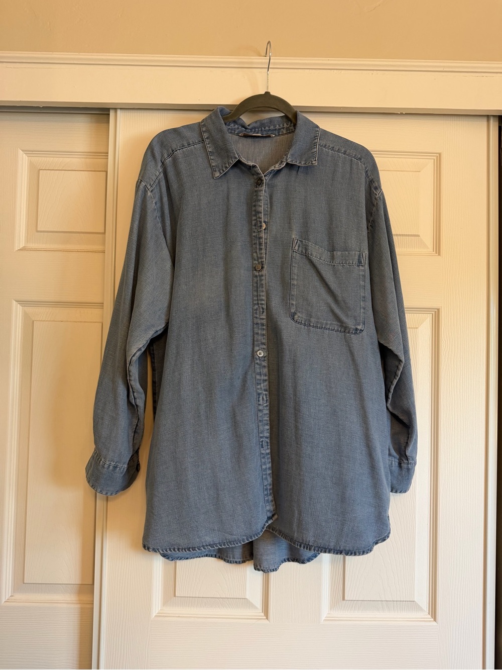 Loft long button down denim shirt